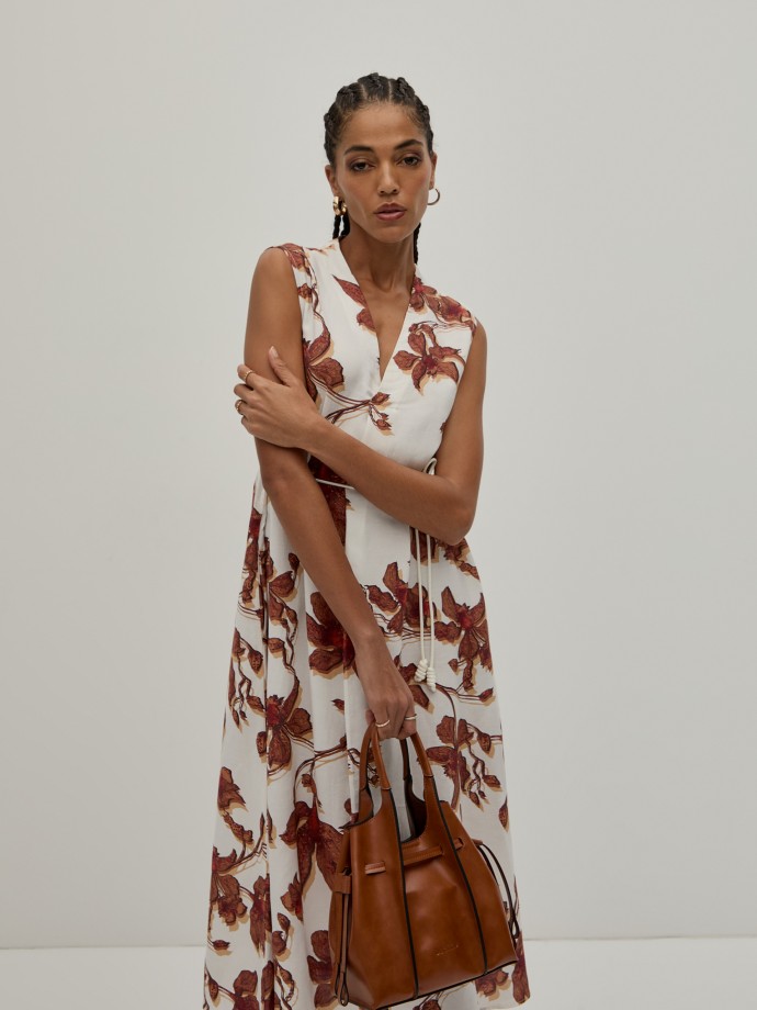 Vestido midi padro floral