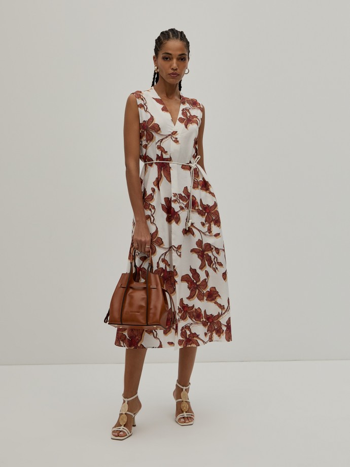 Vestido midi padro floral