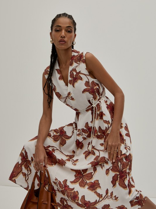 Vestido midi padro floral