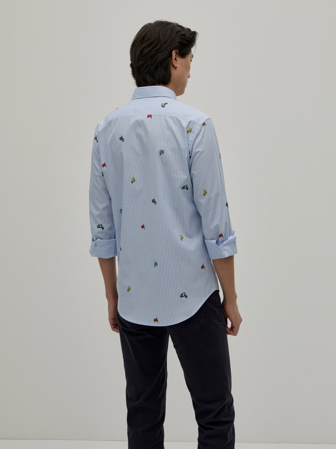 Camisa de rayas con micro estampado Camisa de rayas con micro estampado