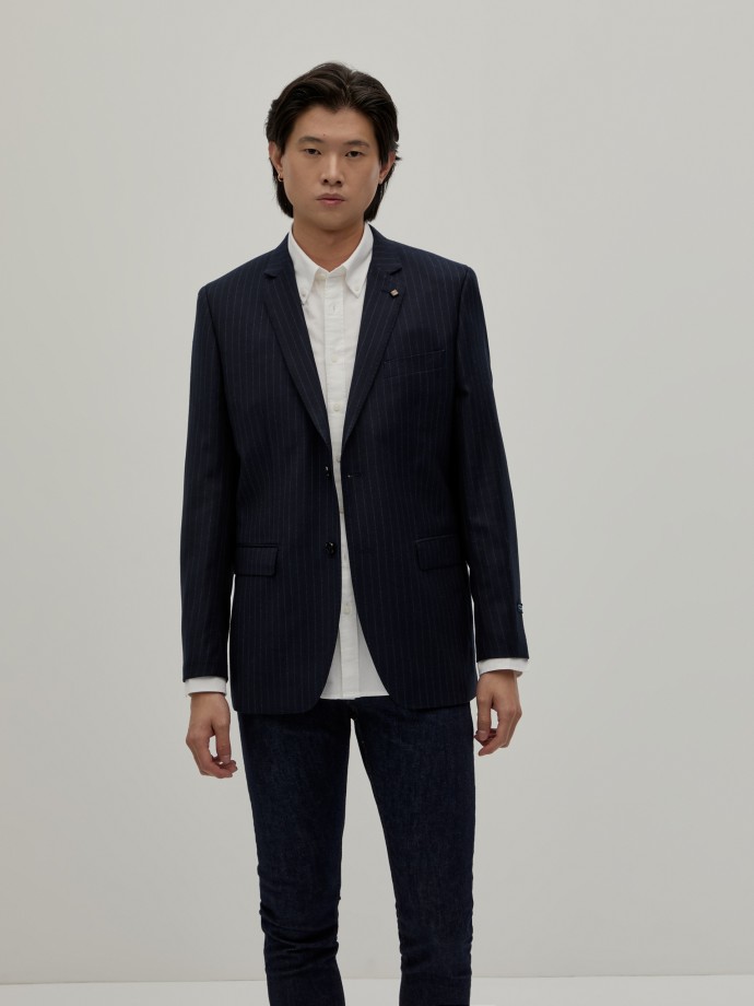 Blazer regular fit risca de giz