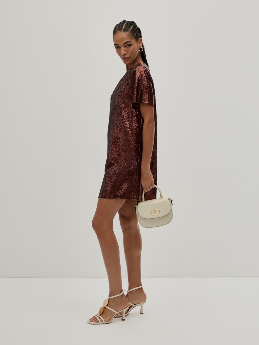 brown formal dress women PAMELLA ROLAND: Silver & Gold Ombre Sequin Cocktail Dress