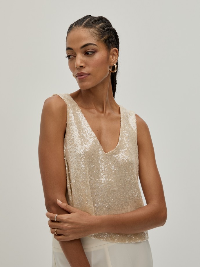 Top corto con lentejuelas