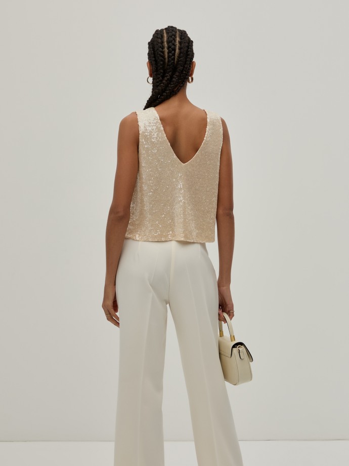 Top corto con lentejuelas