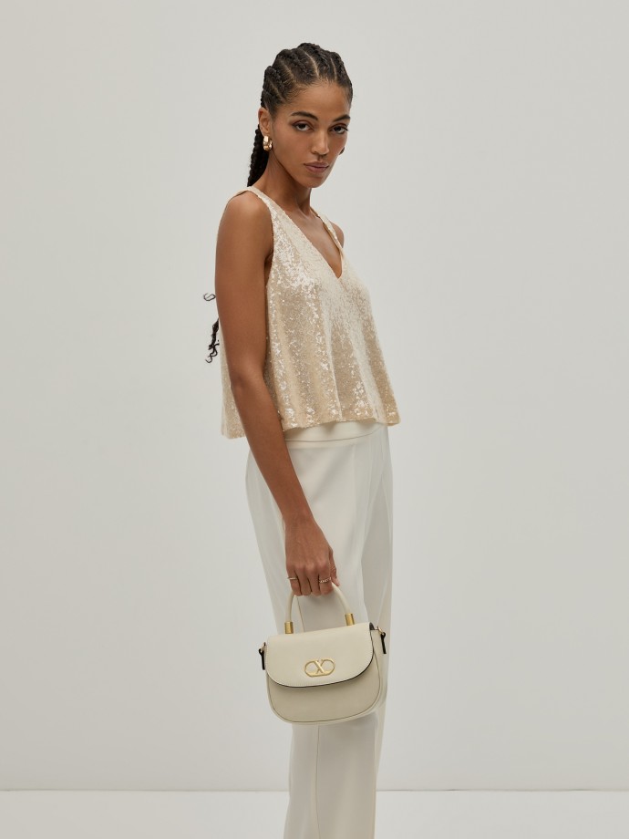 Top corto con lentejuelas