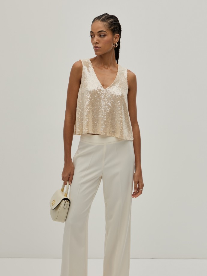 Top corto con lentejuelas