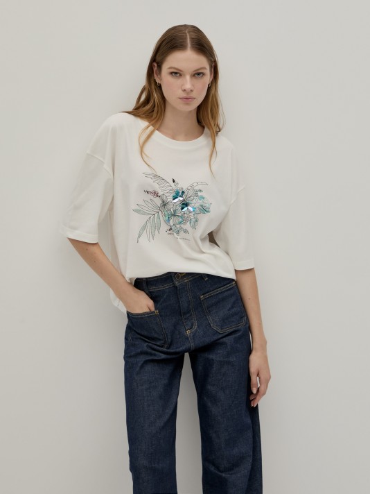 T-shirt com estampado floral