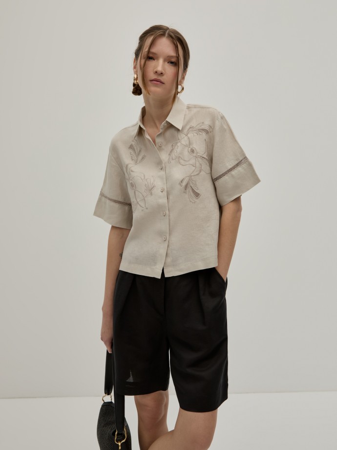 Linen blend shorts
