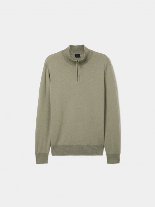 Wool cardigan with placket