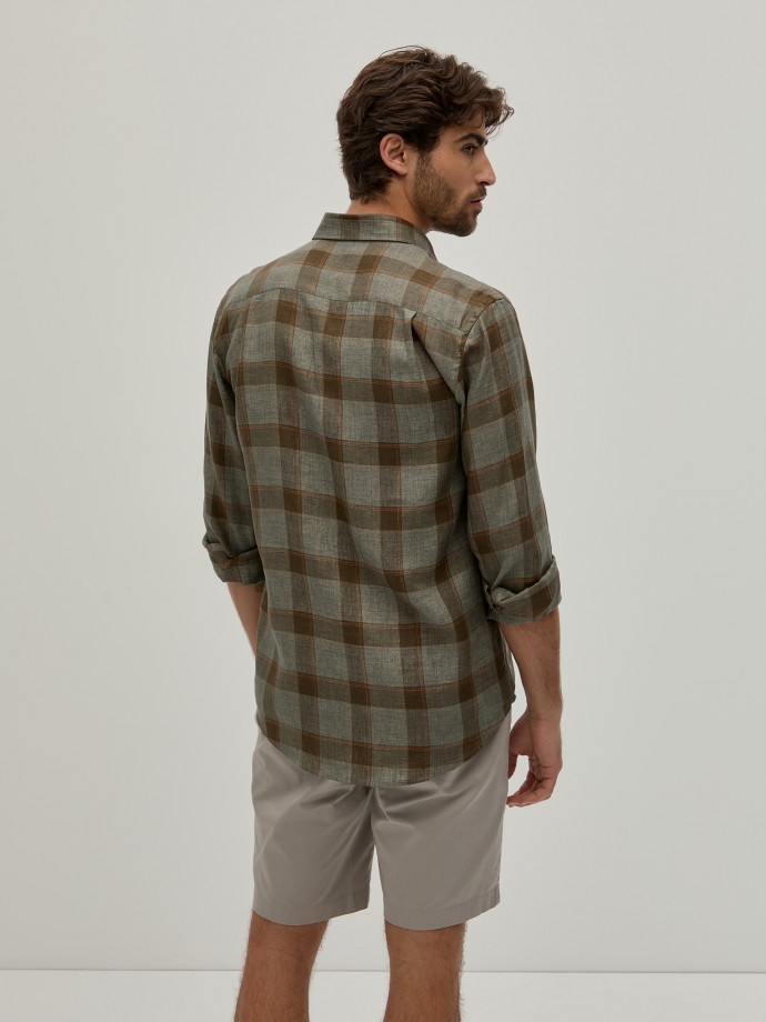 Camisa xadrez em linho