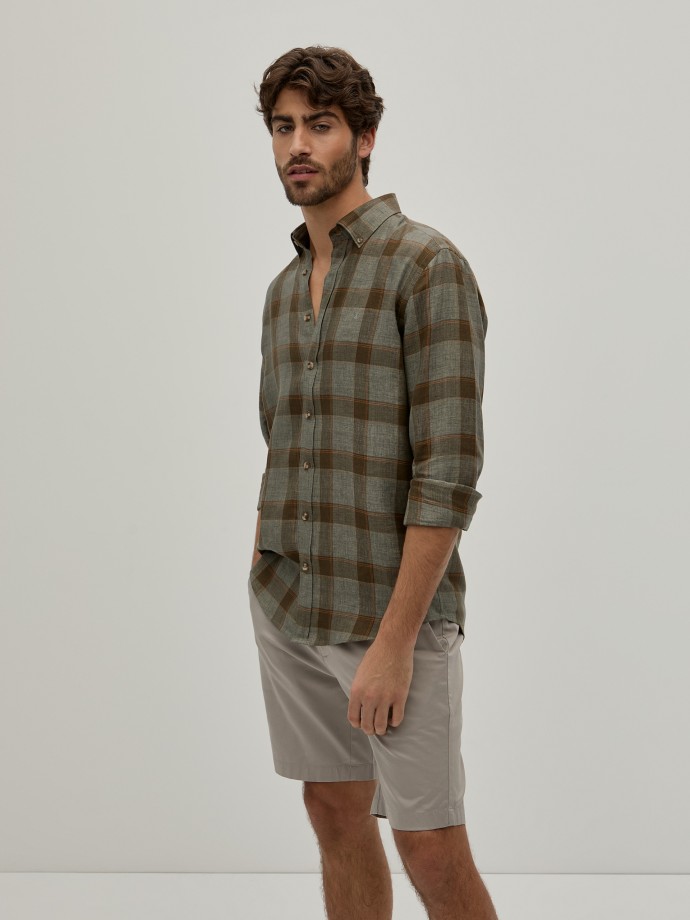 Camisa xadrez em linho