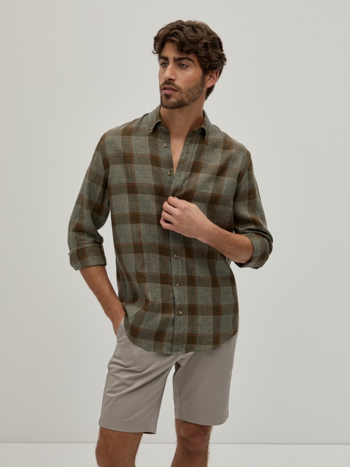 Camisa xadrez em linho
