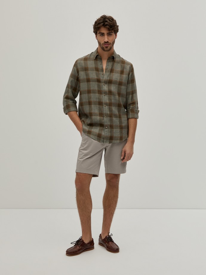 Camisa xadrez em linho