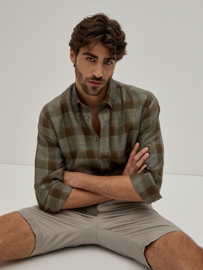 Camisa xadrez em linho