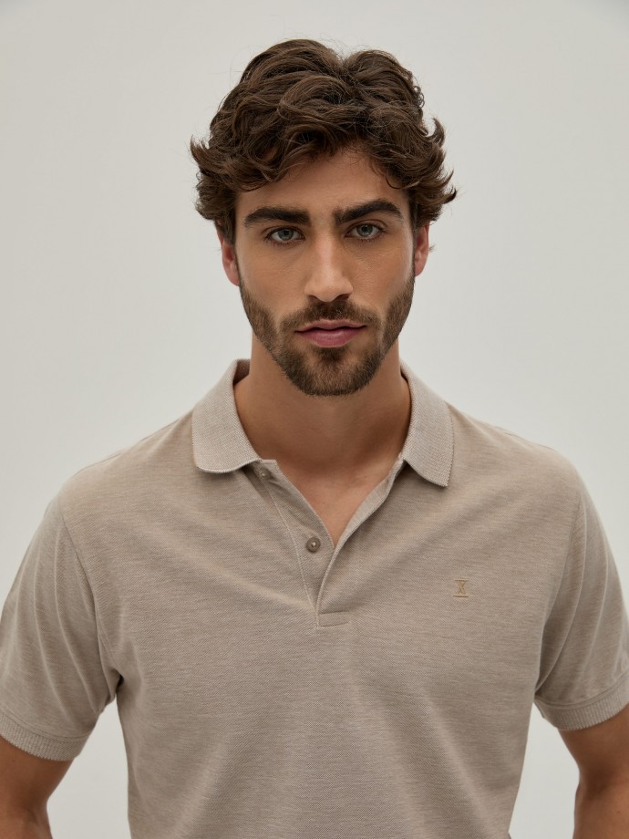 Two-tone pique polo shirt