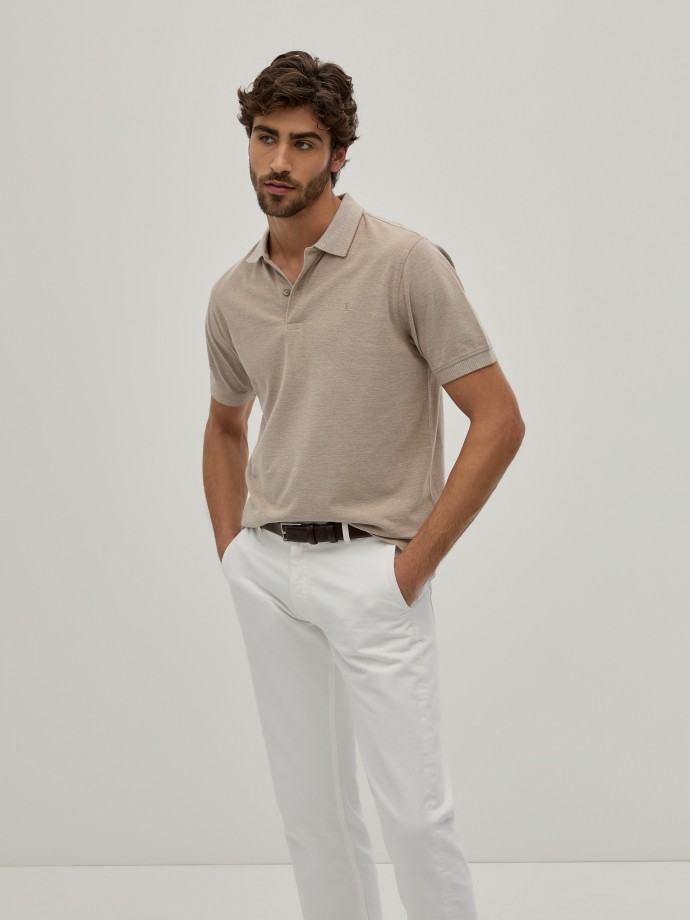 Two-tone pique polo shirt