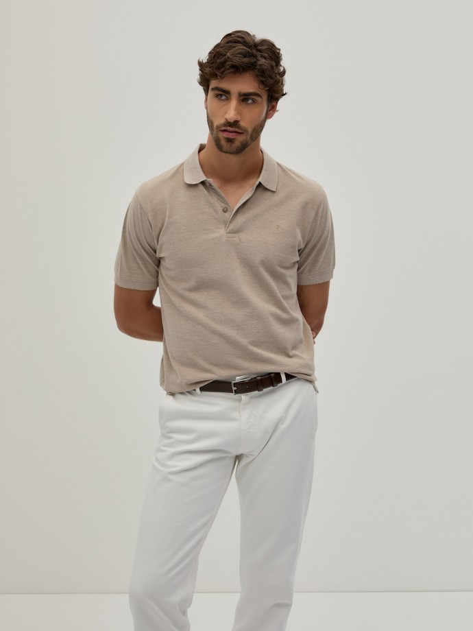 Two-tone pique polo shirt