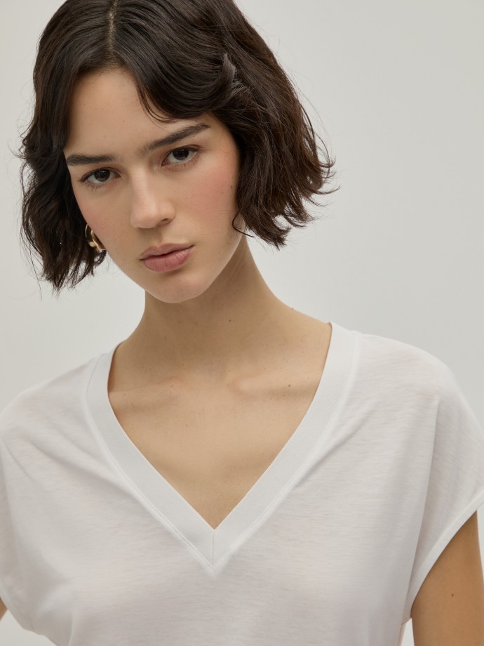 T-shirt em liocel e algodo