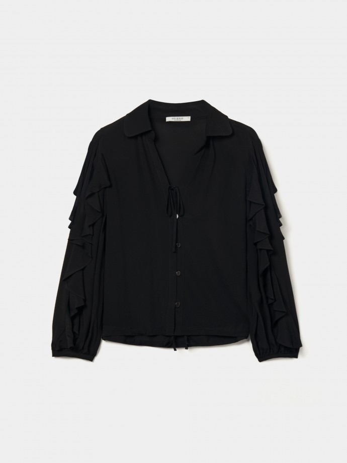 Blusa fluida com folhos