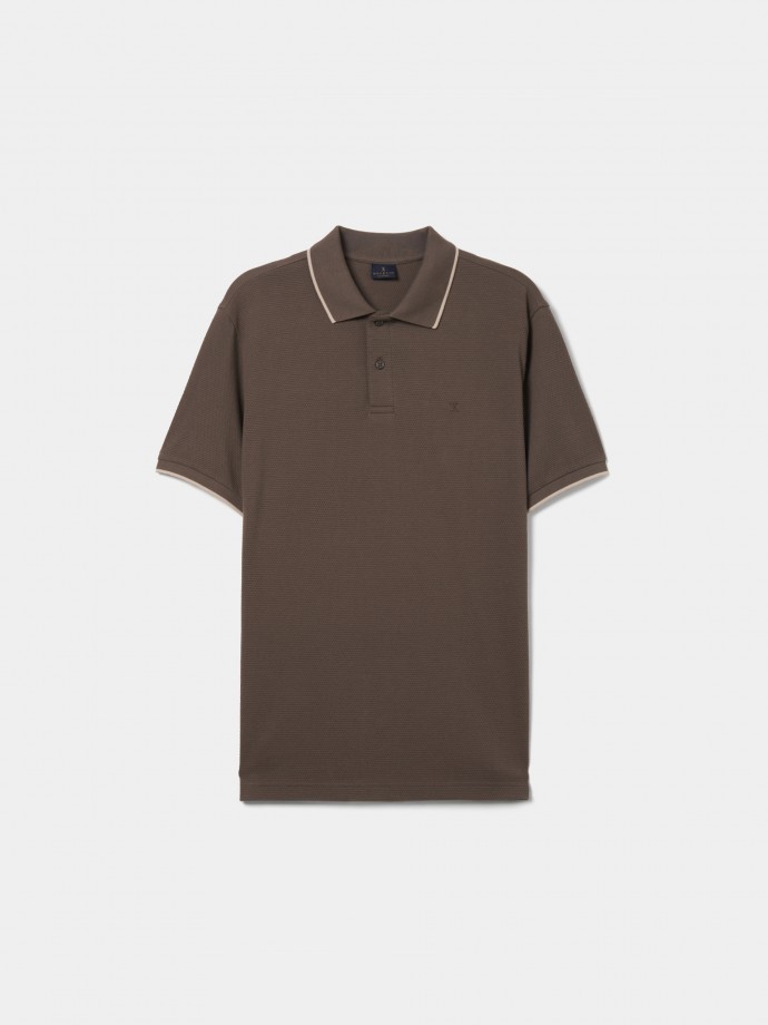 Textured knit polo shirt