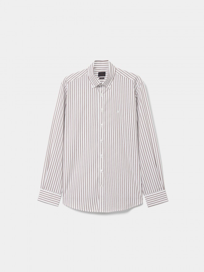 Camisa regular fit às riscas Camisa regular fit às riscas