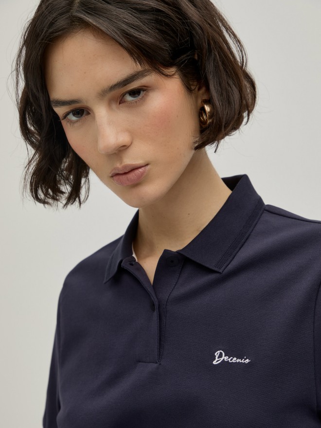 Cropped pique polo shirt Cropped pique polo shirt