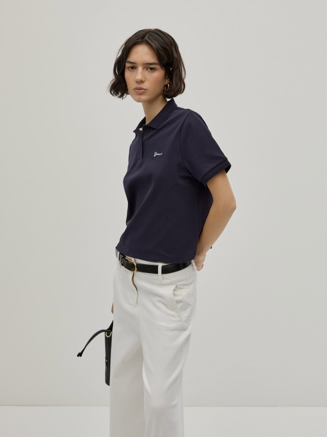 Cropped pique polo shirt Cropped pique polo shirt