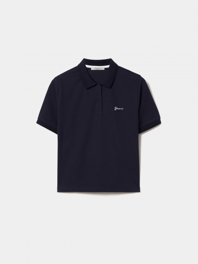 Cropped pique polo shirt Cropped pique polo shirt