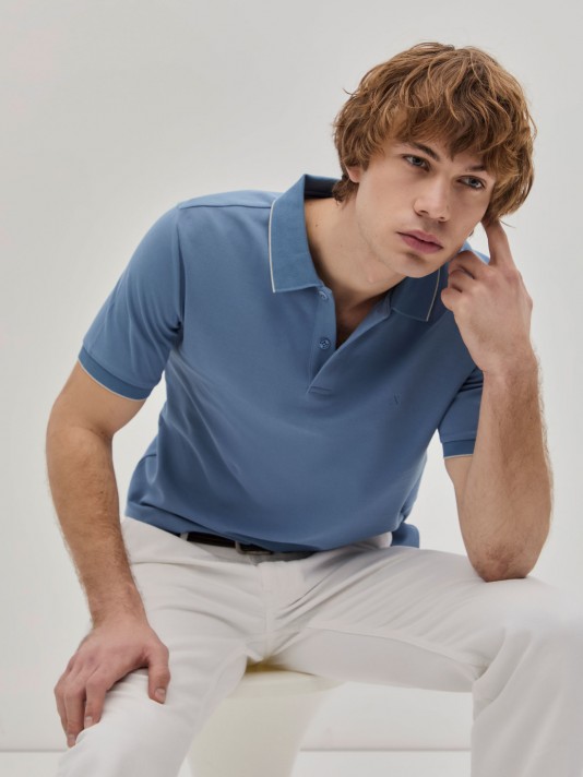 Regular fit piqu polo shirt
