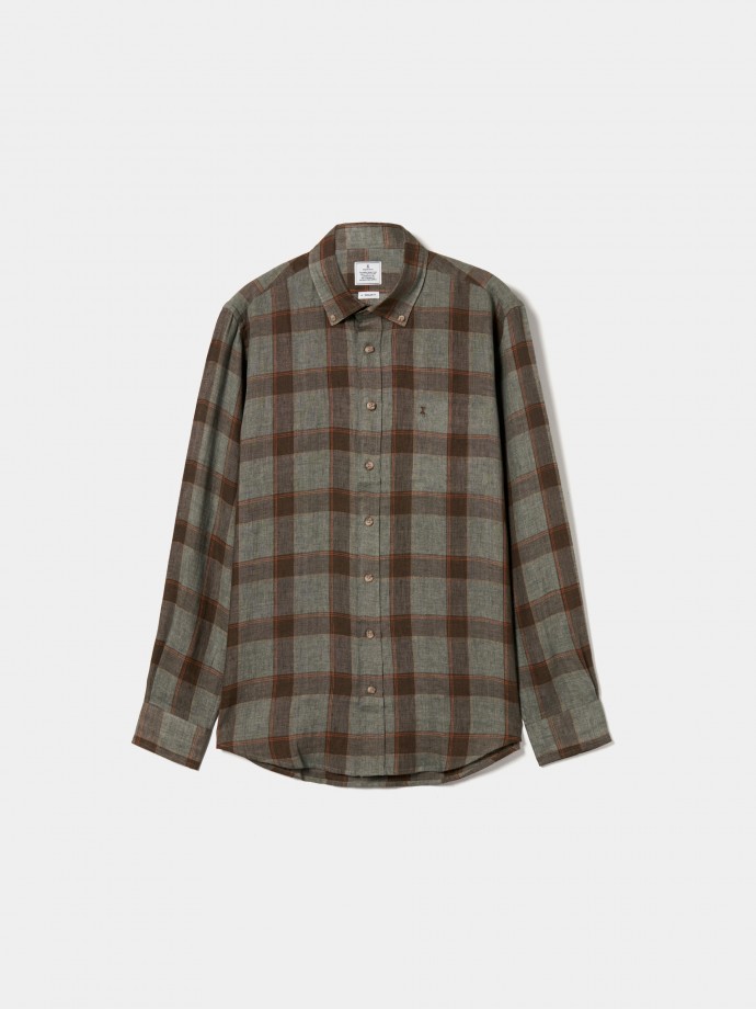 Camisa xadrez em linho