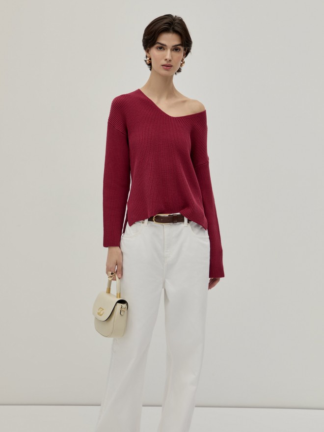 Jersey de punto con cuello en V Jersey de punto con cuello en V