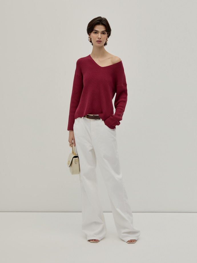 V-neck knitted sweater