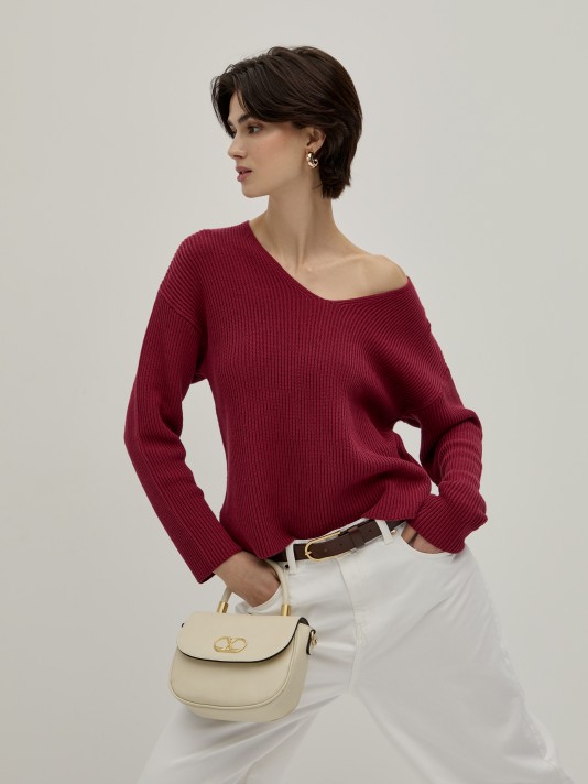 Camisola malha decote em V