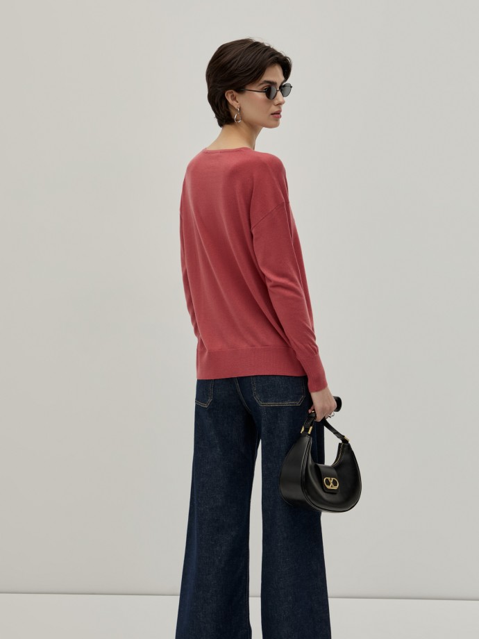 V-neck knitted sweater