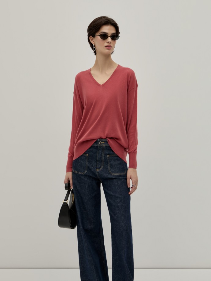 V-neck knitted sweater