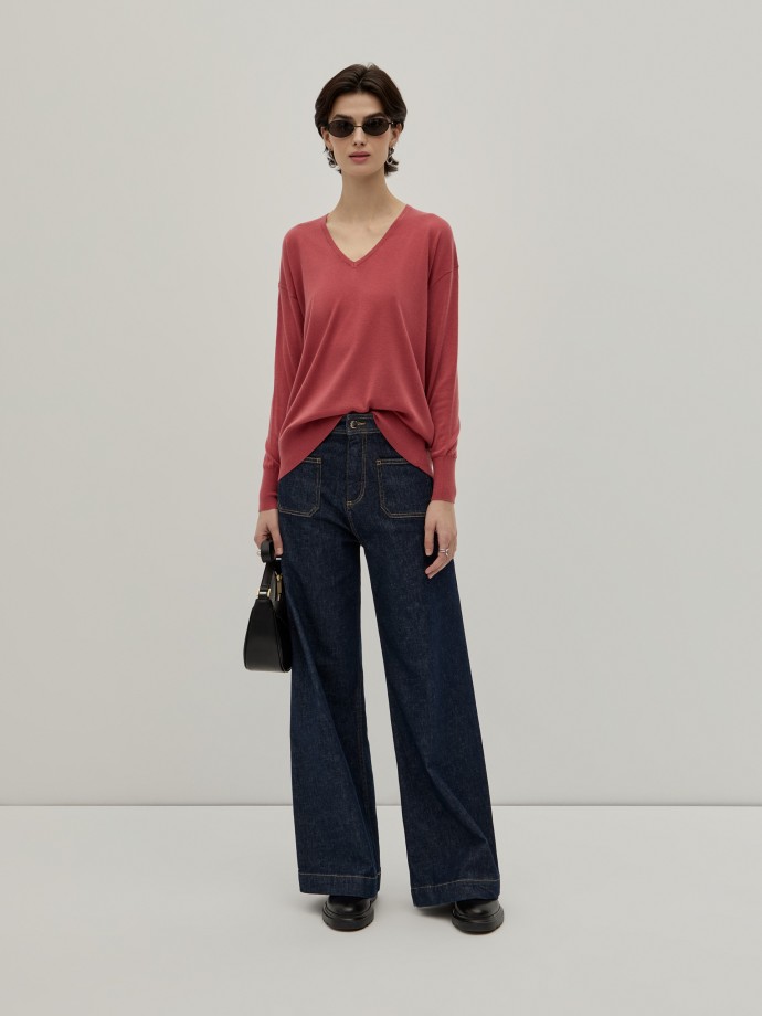 V-neck knitted sweater