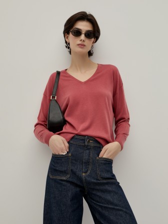 Suéter de punto con cuello en V Suéter de punto con cuello en V