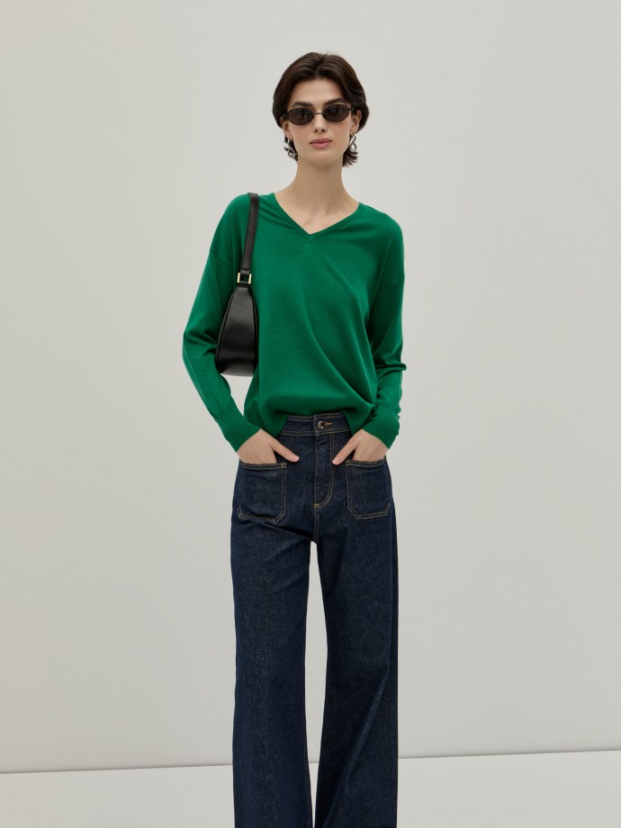 V-neck knitted sweater