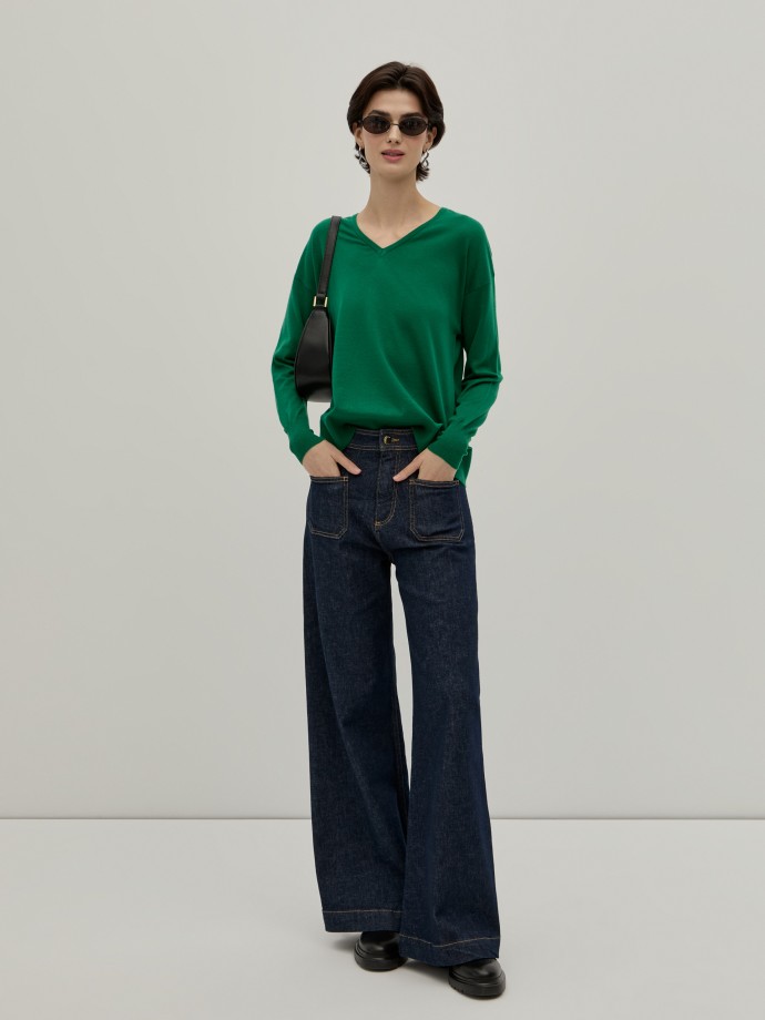 V-neck knitted sweater