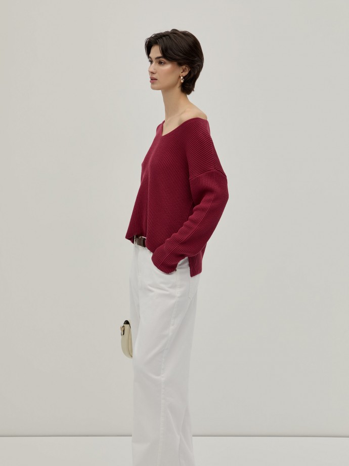 V-neck knitted sweater