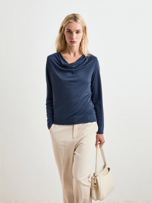 Suéter drapeado de lyocell D003999V01_598 Decenio