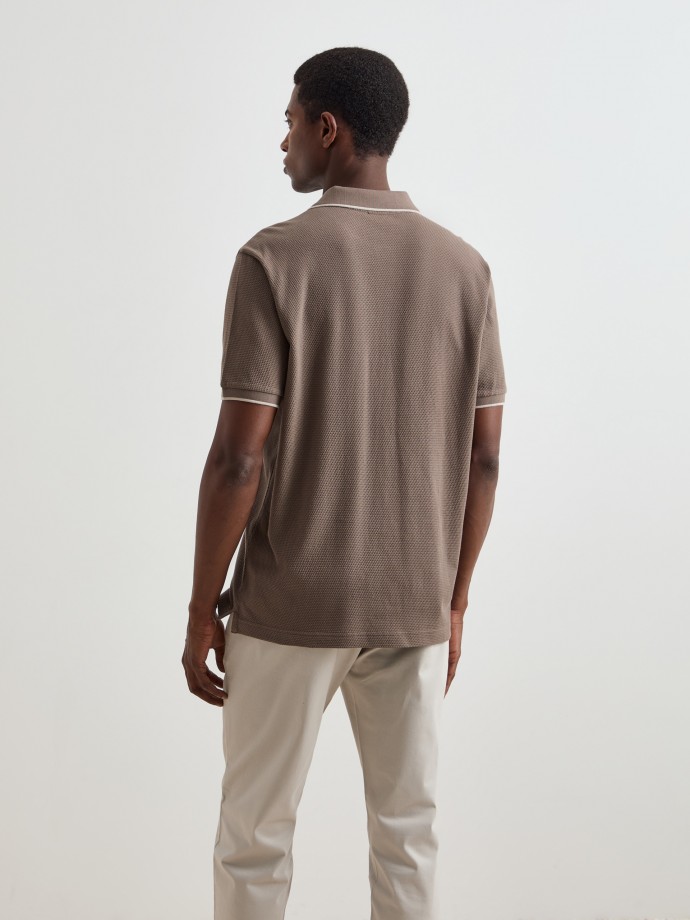 Textured knit polo shirt