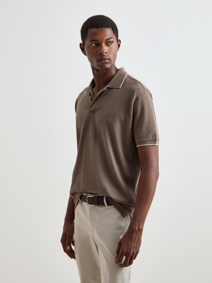 Textured knit polo shirt
