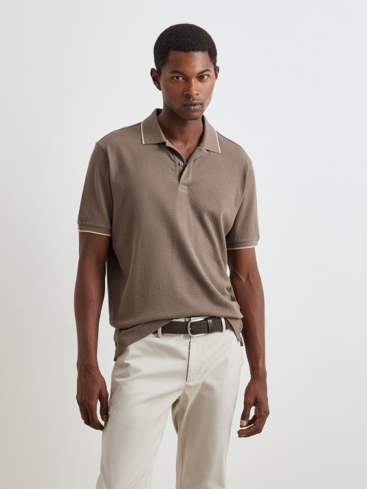 Textured knit polo shirt