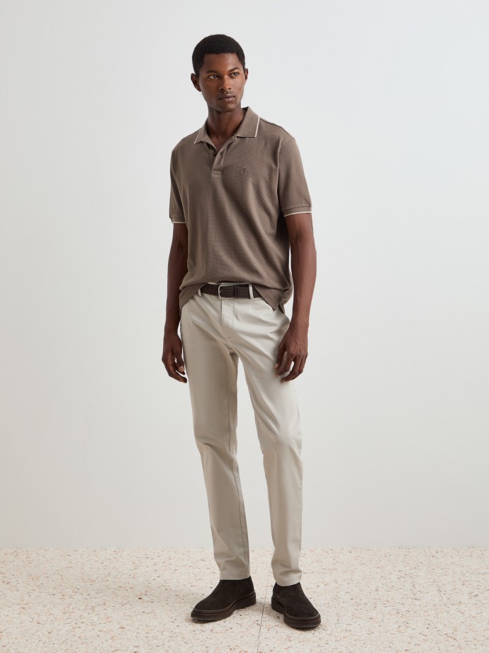 Textured knit polo shirt