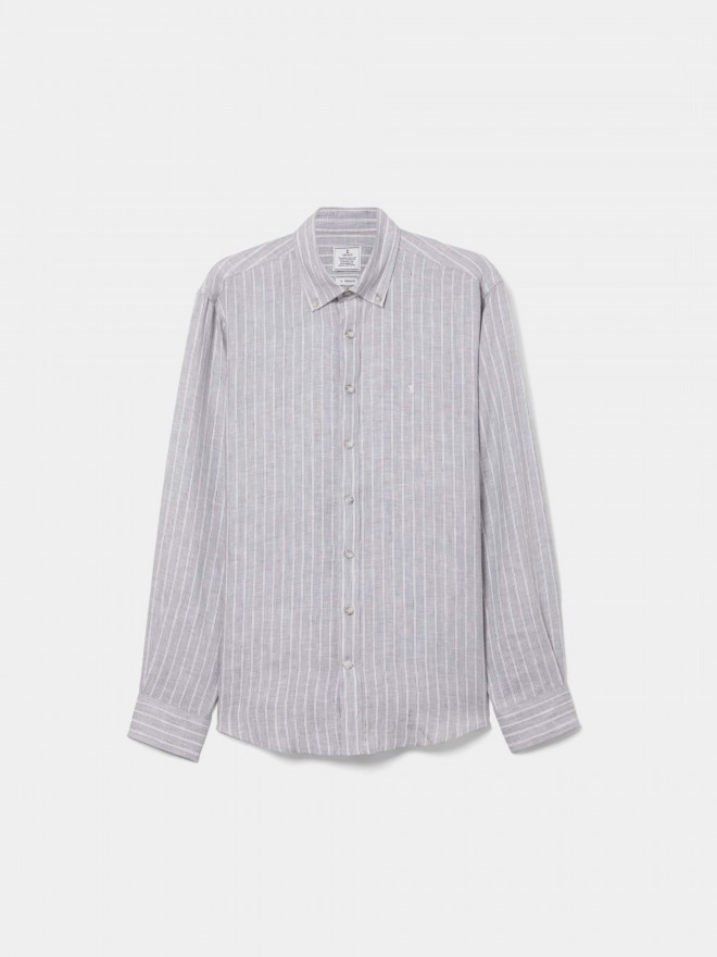 Regular fit linen shirt with stripes Regular fit linen shirt with stripes