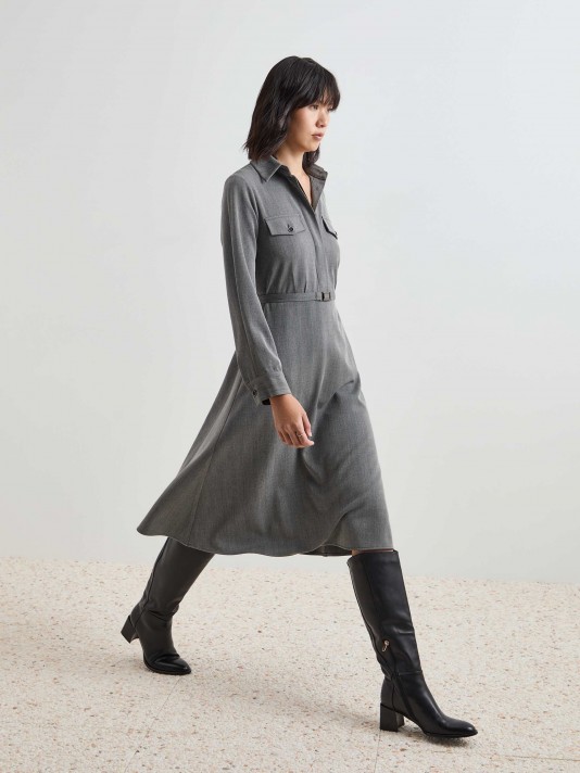Vestido largo con cintur�n ajustable