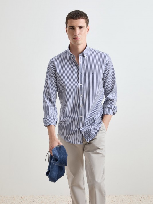 Camisa de algodo s riscas