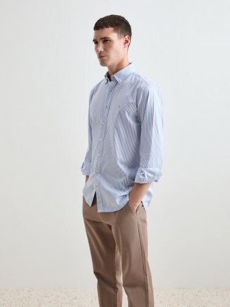 Camisa de algodão às riscas Camisa de algodão às riscas