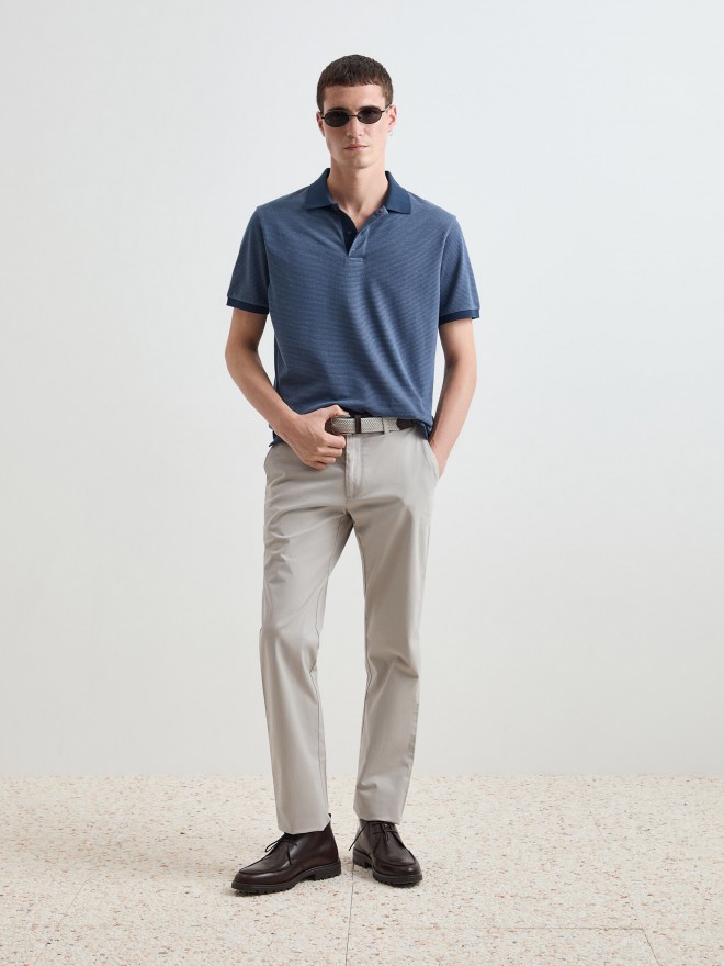 Two-tone knitted polo shirt